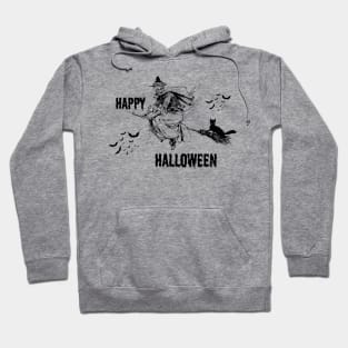 Happy Halloween, witch on a broom Hoodie